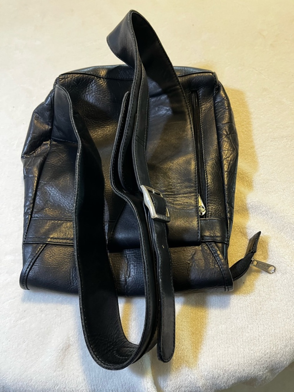 Vintage Leather Ranch Crossbody Bag Black Multi Pocket Genuine Leather - Picture 10 of 10